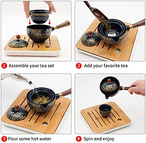 Przenośny Zestaw Gongfu Porcelana Niebieski Kwiat