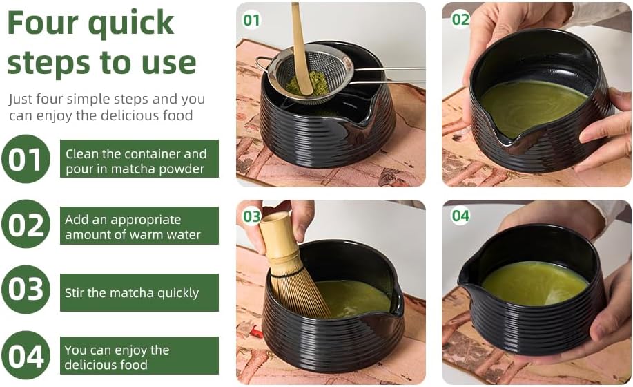 Zestaw Matcha Osiem Części Czarny Ryt