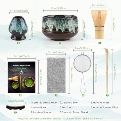 Zestaw Matcha Siedem Części Niebiesko-Czarny