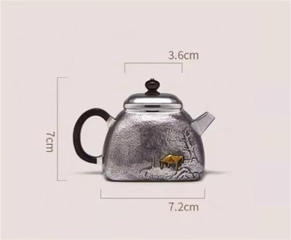 Czajnik Srebrny Ręcznie Robiony Porcelana Mały