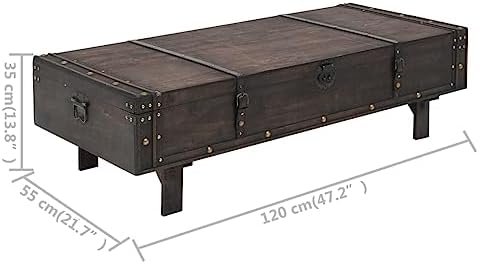 Stolik Kawowy Lite Drewno Schowek Brązowy