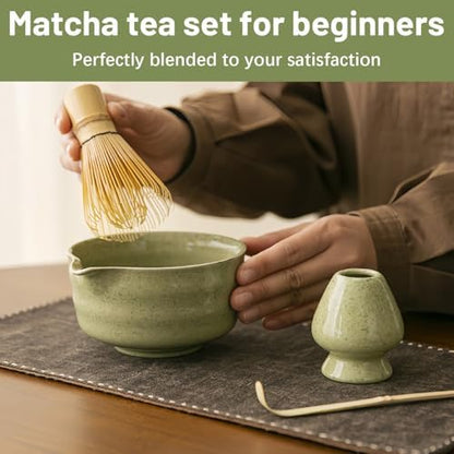 Zestaw Matcha Siedem Części Zielony Nakrapiany