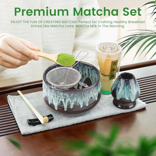 Zestaw Matcha Siedem Części Niebiesko-Czarny